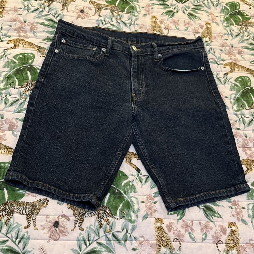 Levi's 511 Denim Shorts Mens W34 Dark Wash Blue Slim Fit Jean Shorts